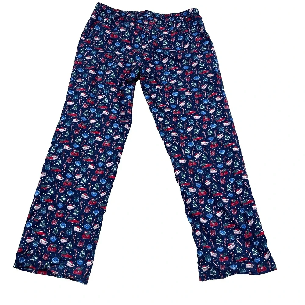 Vineyard Vines Christmas Pajamas Men Small Navy Blue Santa Whales Adult